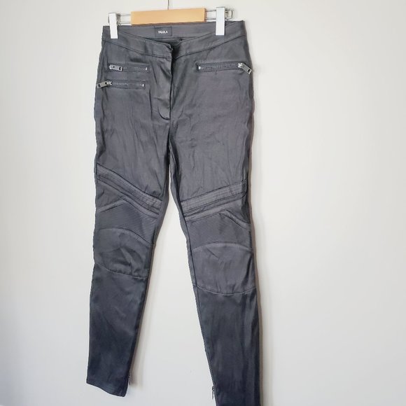 ARITZIA TALULA Coated Black Moto Skinny Pants - Picture 2 of 10